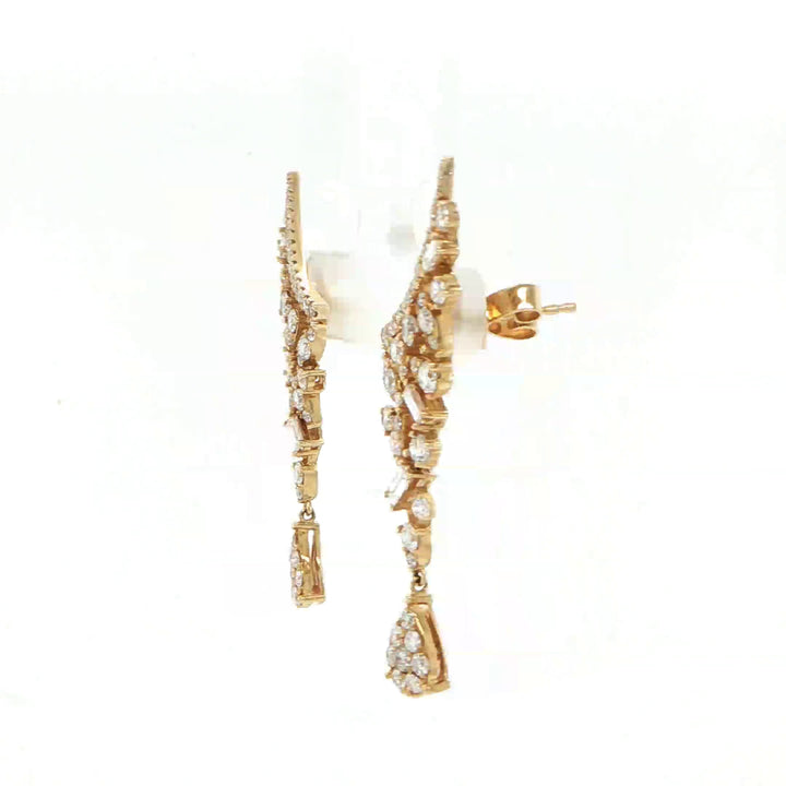 14K Yellow Gold Crawler Drop Diamond Earrings