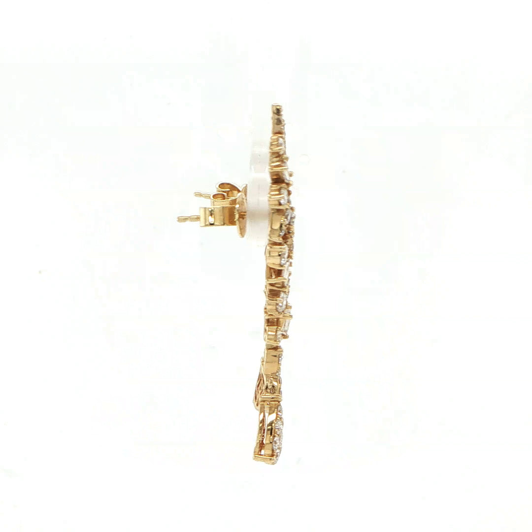 14K Yellow Gold Crawler Drop Diamond Earrings