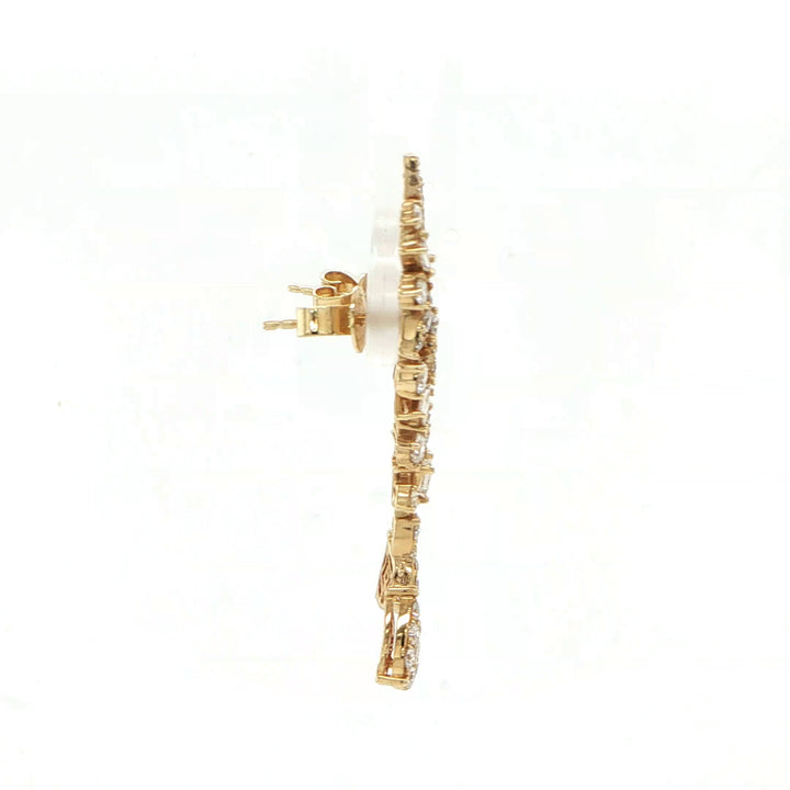 14K Yellow Gold Crawler Drop Diamond Earrings