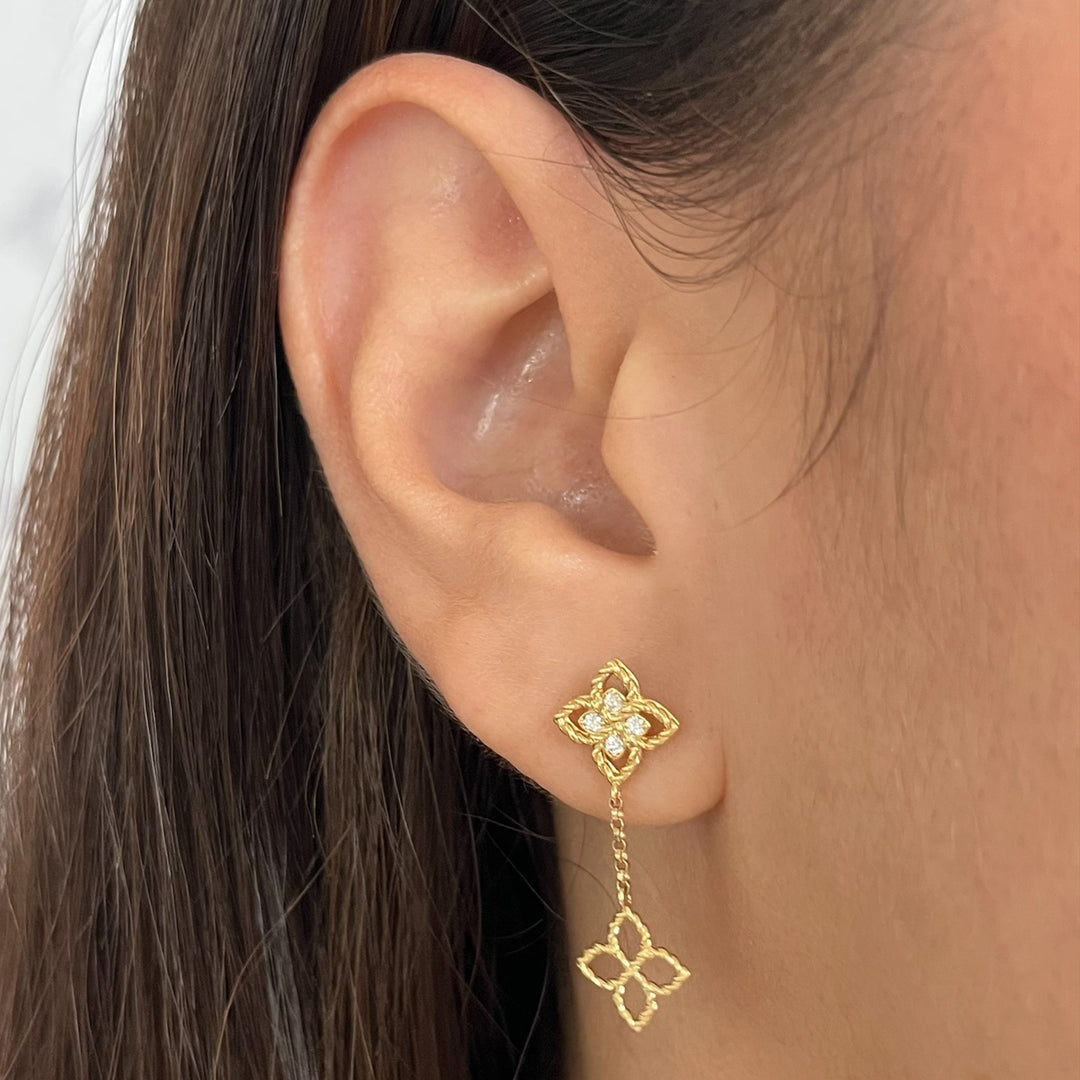 Roberto Coin Love in Verona 18K Yellow Gold Flower Drop Earrings