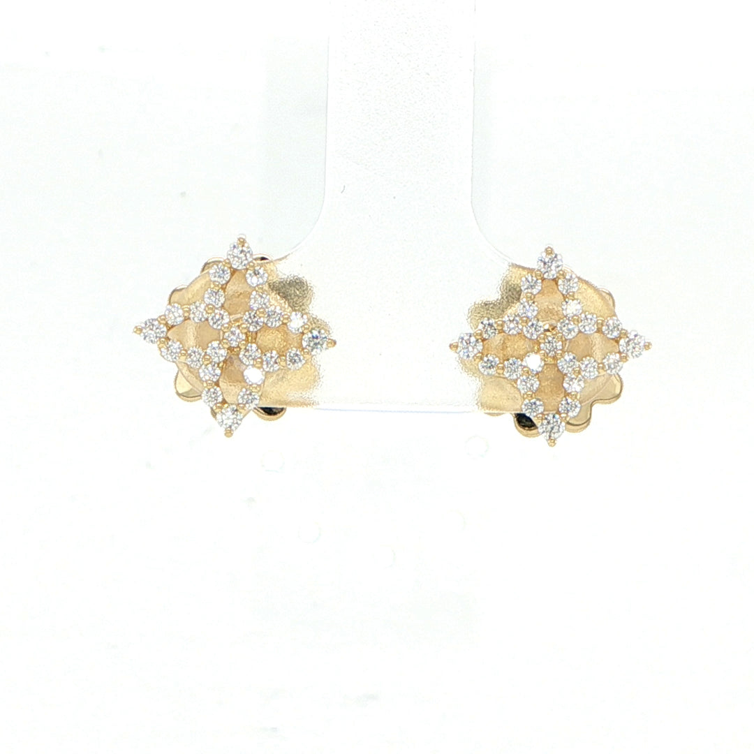 Roberto Coin Princess 18K Yellow Gold Pave Diamond Stud Earrings