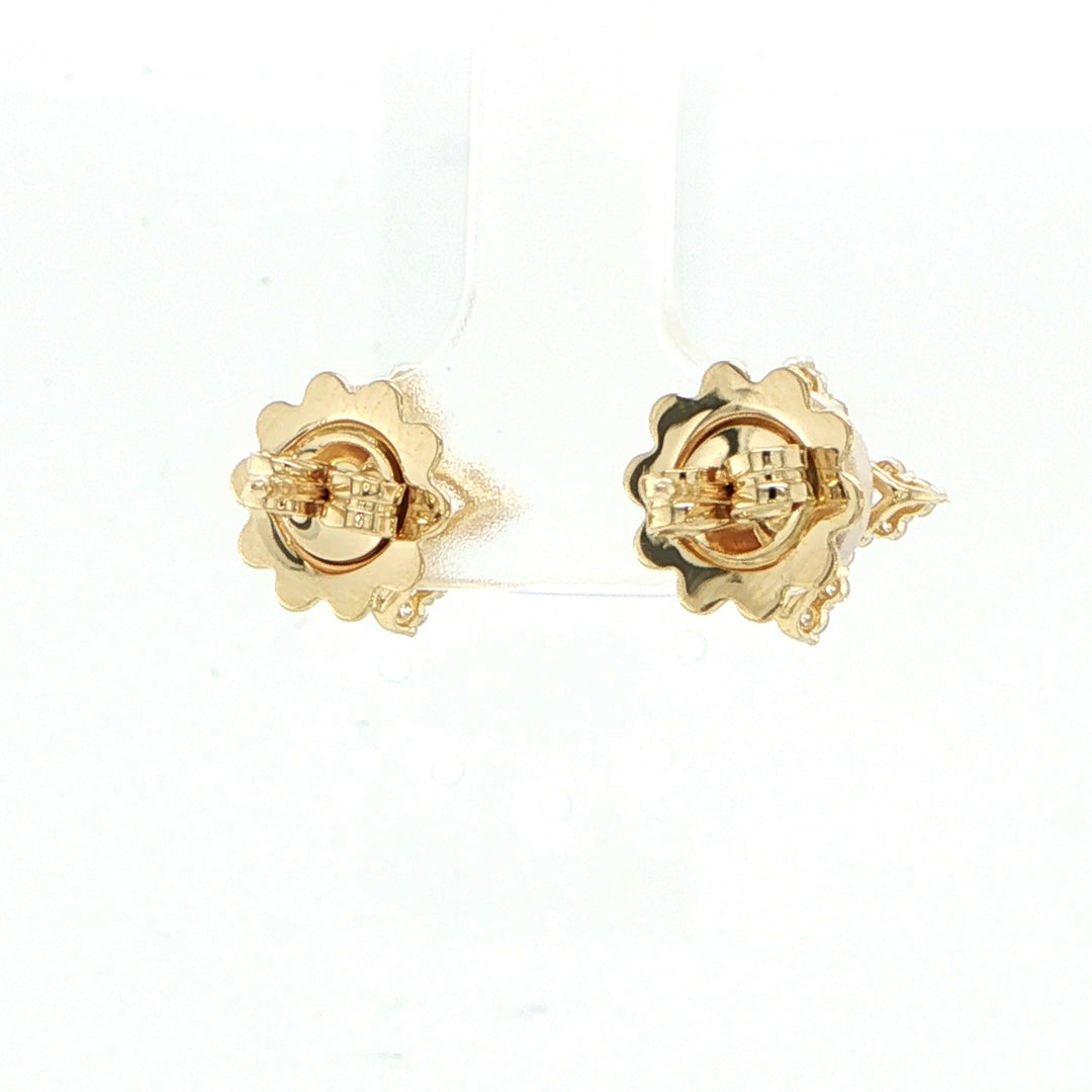 Roberto Coin Princess 18K Yellow Gold Pave Diamond Stud Earrings