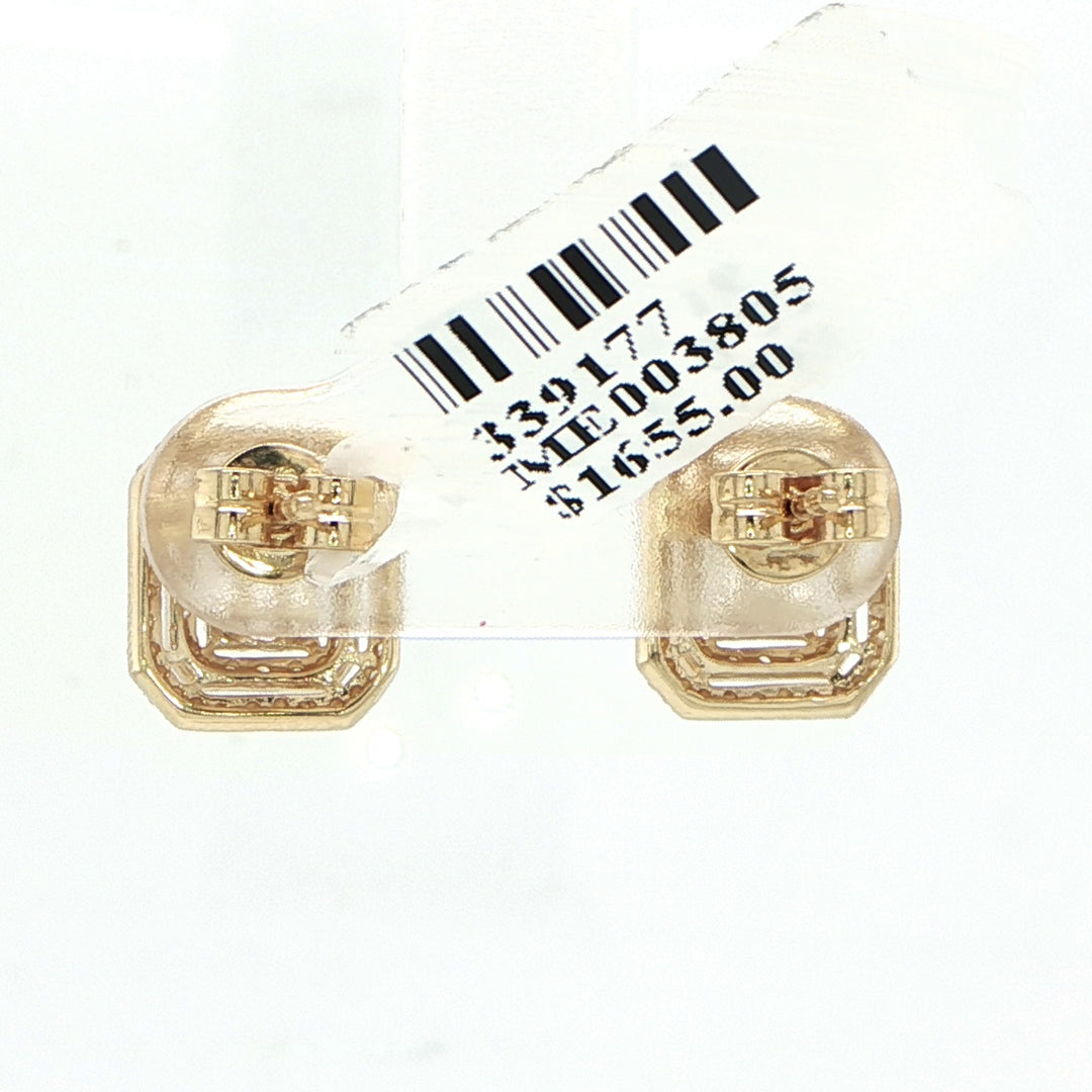 Majolie 14K Yellow Gold Baguette Round Diamond Stud Earrings
