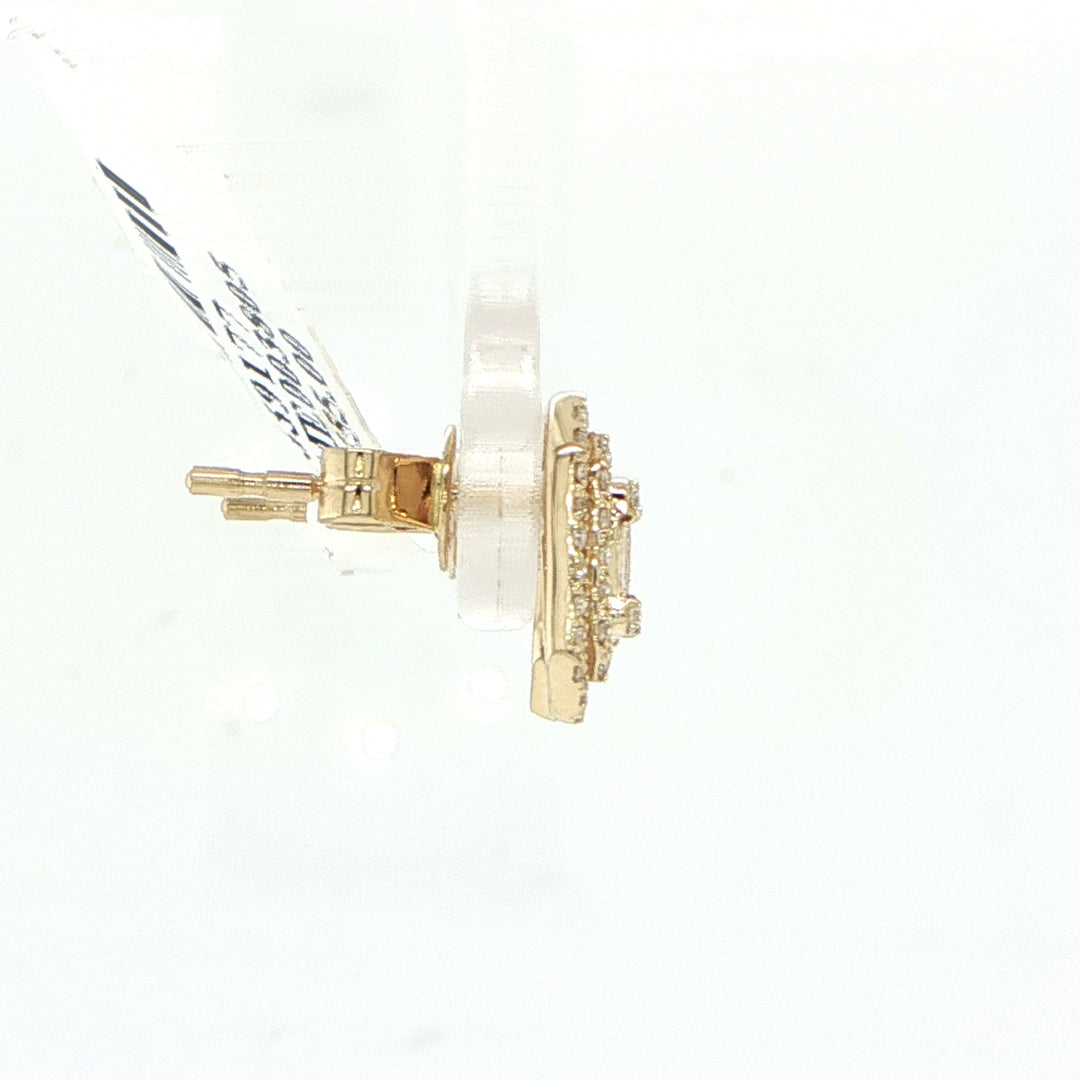 Majolie 14K Yellow Gold Baguette Round Diamond Stud Earrings