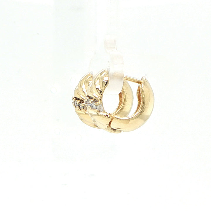 14K Yellow Gold Diamond Huggie Earrings
