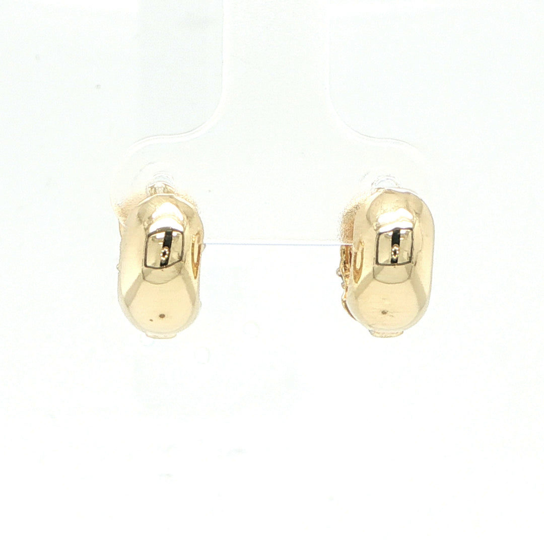 14K Yellow Gold Diamond Huggie Earrings