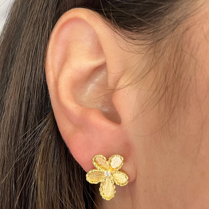 Roberto Coin Jasmine Flower Stud Earrings