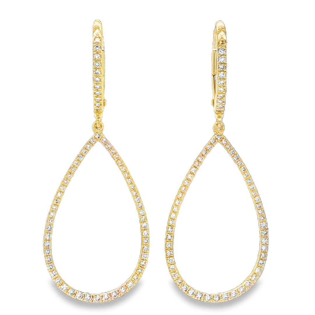 14K Yellow Gold Open Pear Diamond Earrings
