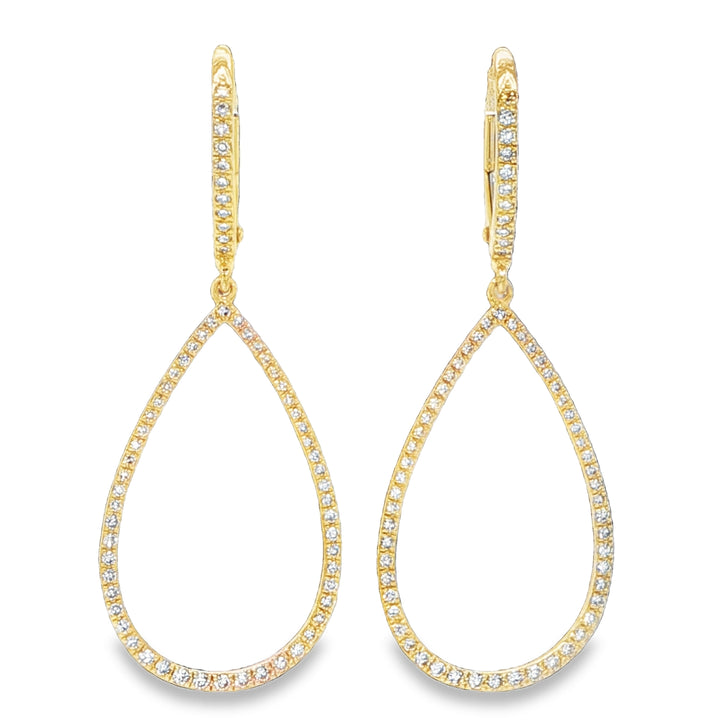 14K Yellow Gold Open Pear Diamond Earrings
