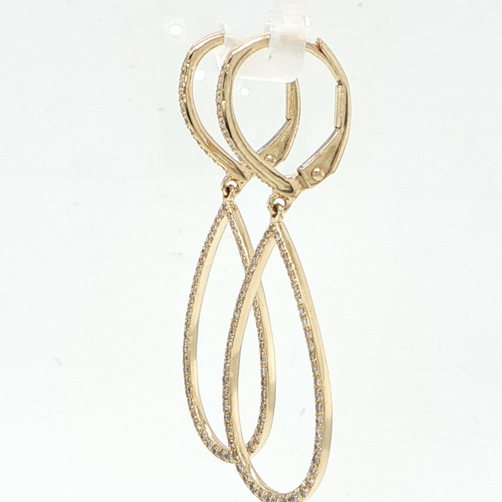 14K Yellow Gold Open Pear Diamond Earrings