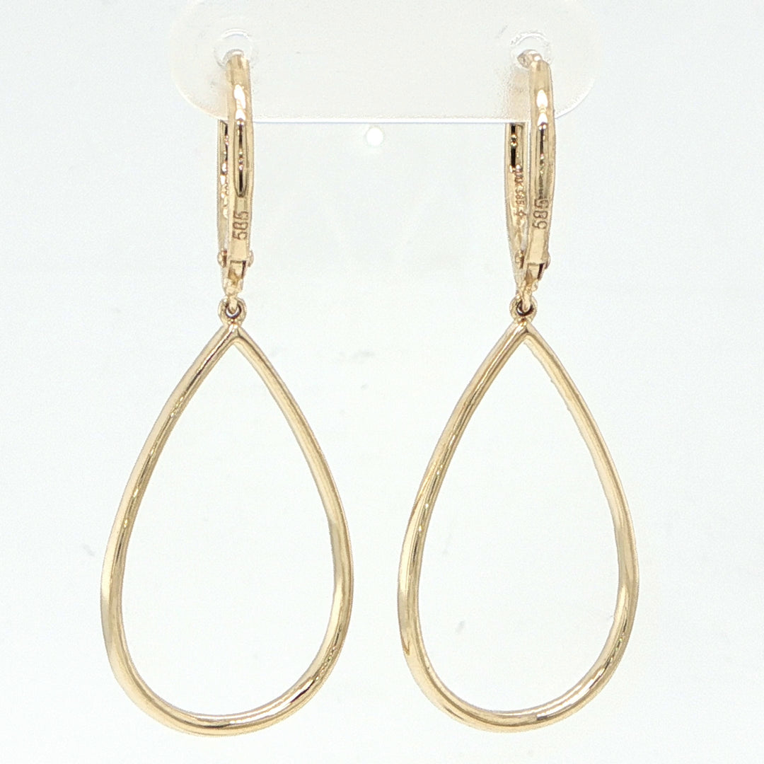 14K Yellow Gold Open Pear Diamond Earrings