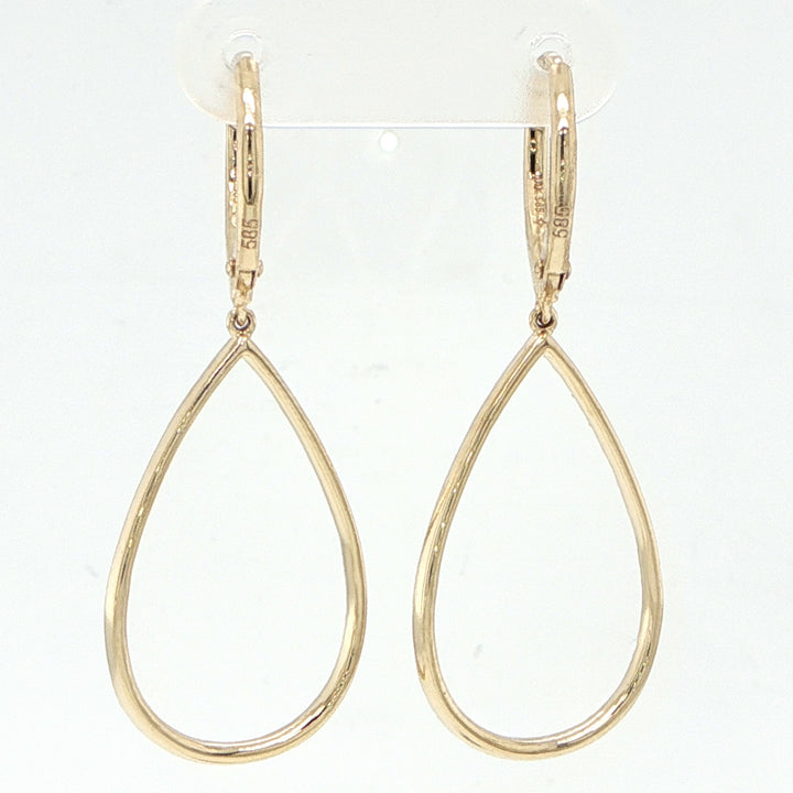 14K Yellow Gold Open Pear Diamond Earrings