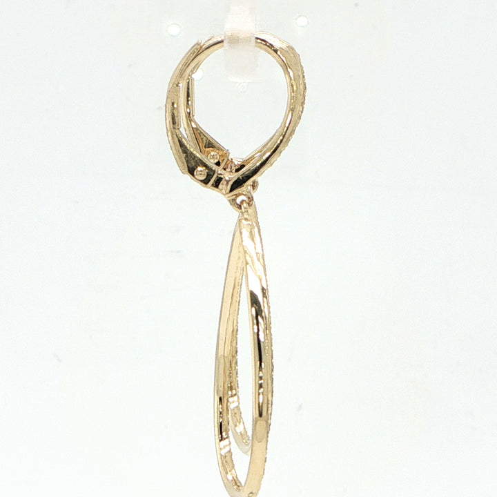 14K Yellow Gold Open Pear Diamond Earrings
