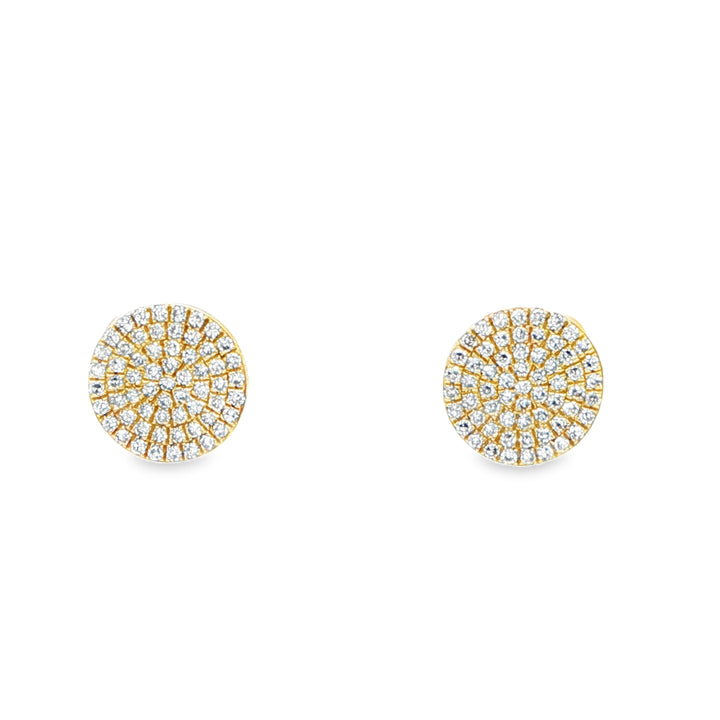 14K Yellow Gold Diamond Pavé Disc Earrings