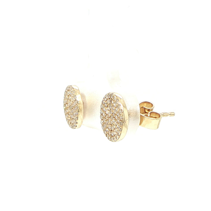 14K Yellow Gold Diamond Pavé Disc Earrings
