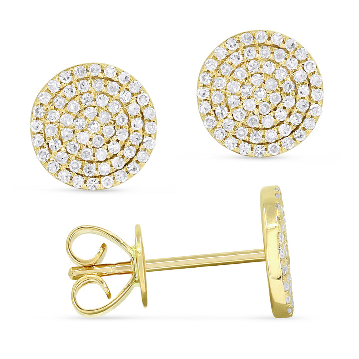 14K Yellow Gold Diamond Pavé Disc Earrings