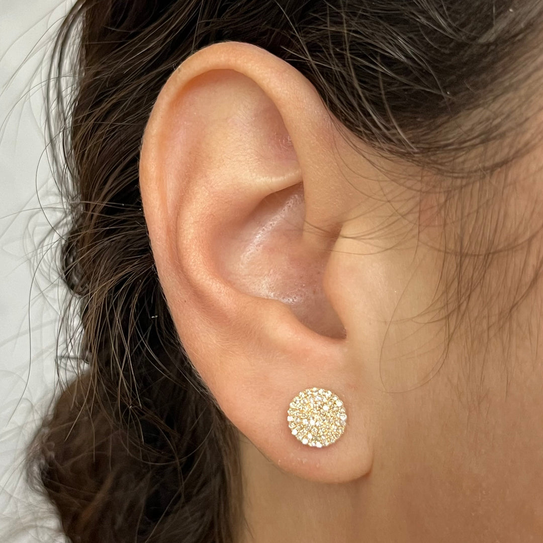 14K Yellow Gold Diamond Pavé Disc Earrings