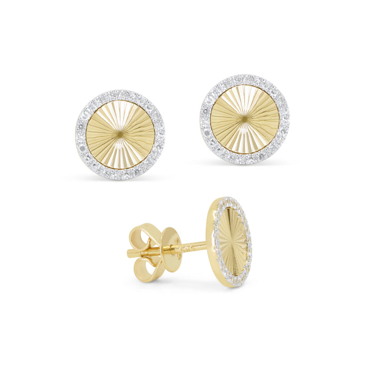 14K Yellow Gold Diamond Circle Stud Earring