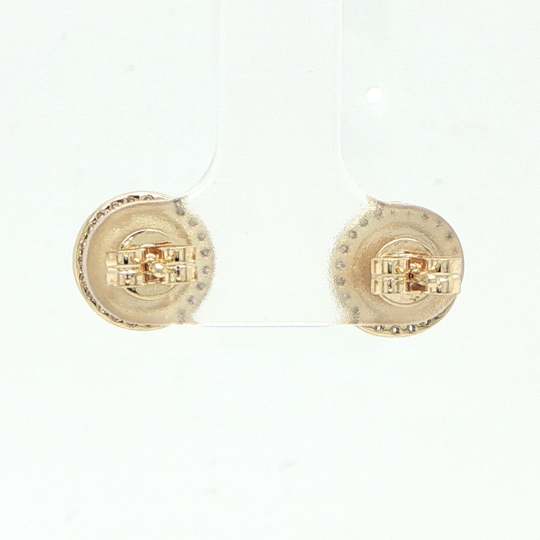 14K Yellow Gold Diamond Circle Stud Earring