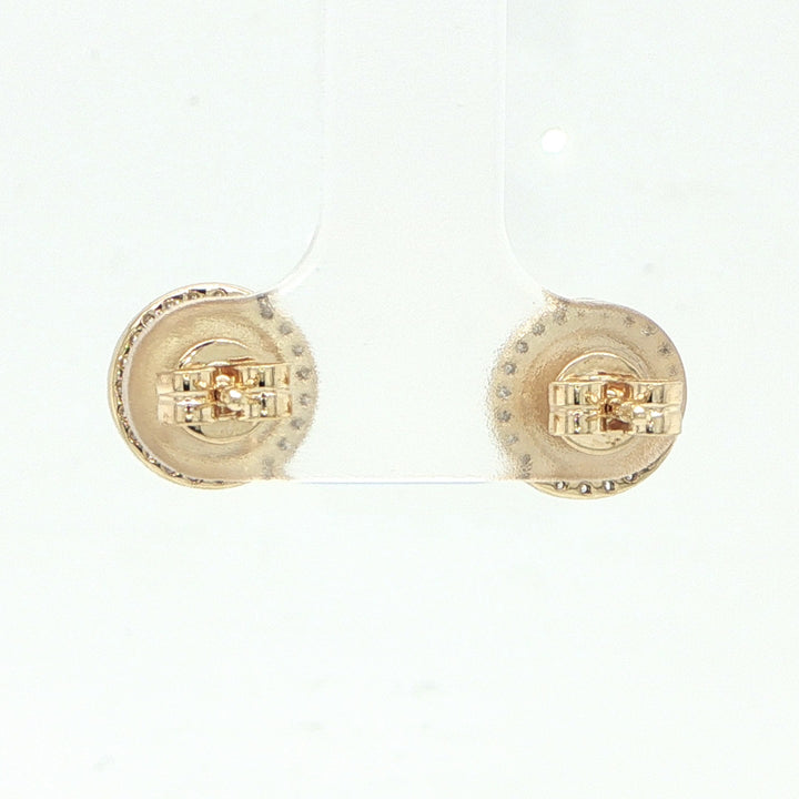 14K Yellow Gold Diamond Circle Stud Earring