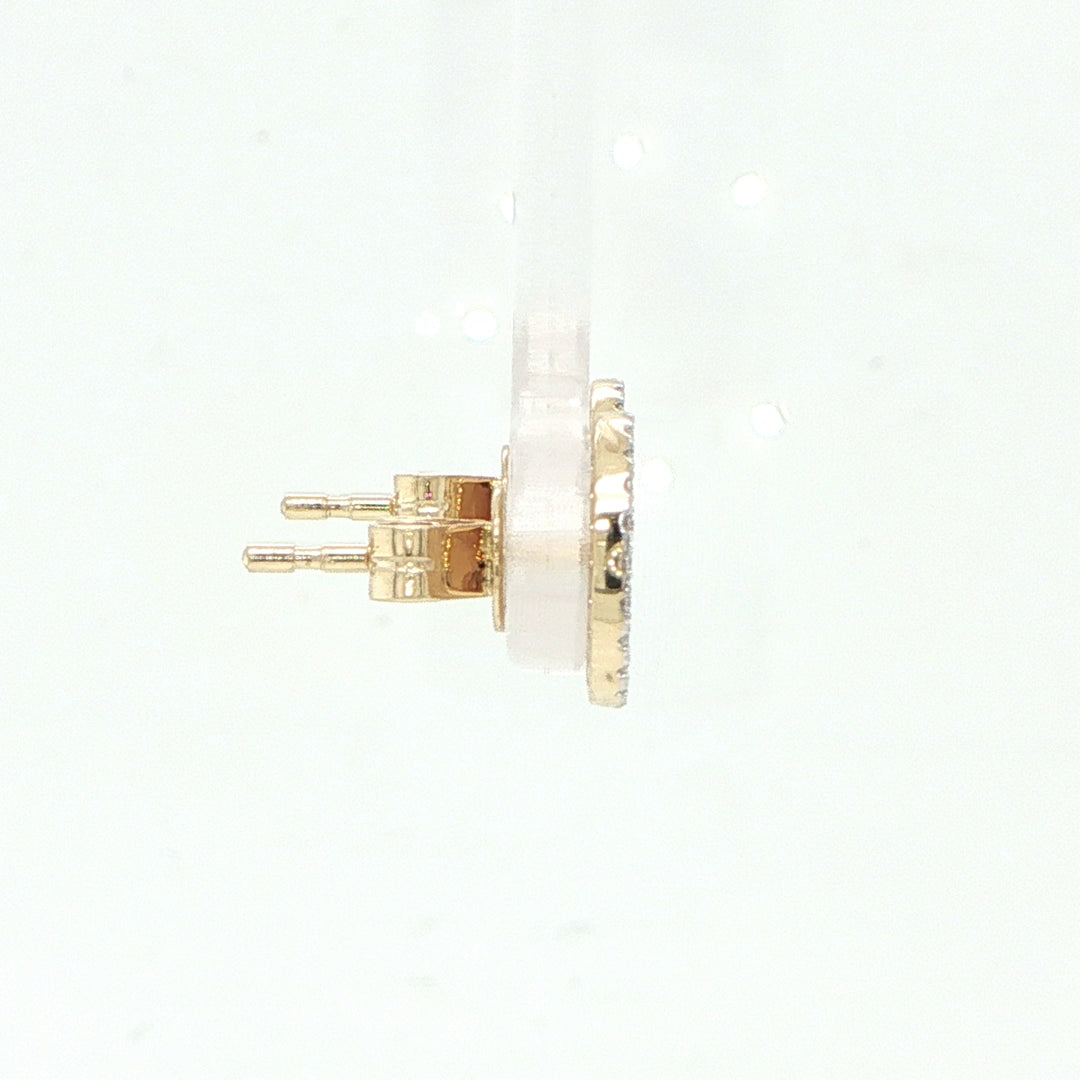 14K Yellow Gold Diamond Circle Stud Earring
