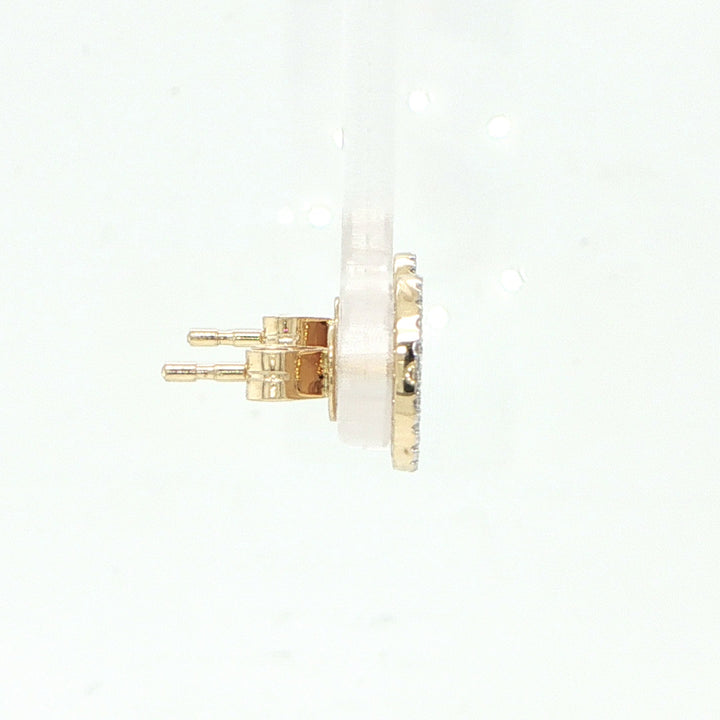14K Yellow Gold Diamond Circle Stud Earring