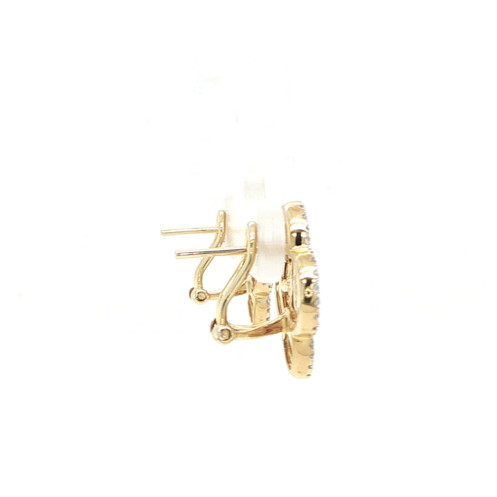 14K Yellow Gold Diamond Floral Stud Earrings