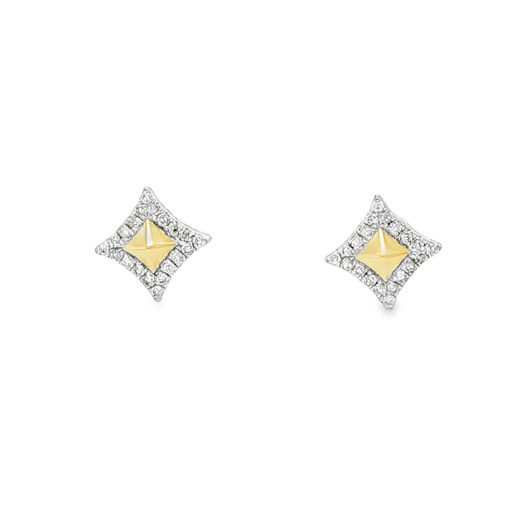 14K Yellow Gold Diamond Stud Earrings