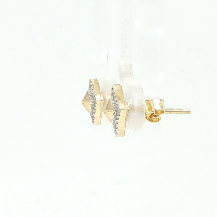 14K Yellow Gold Diamond Stud Earrings