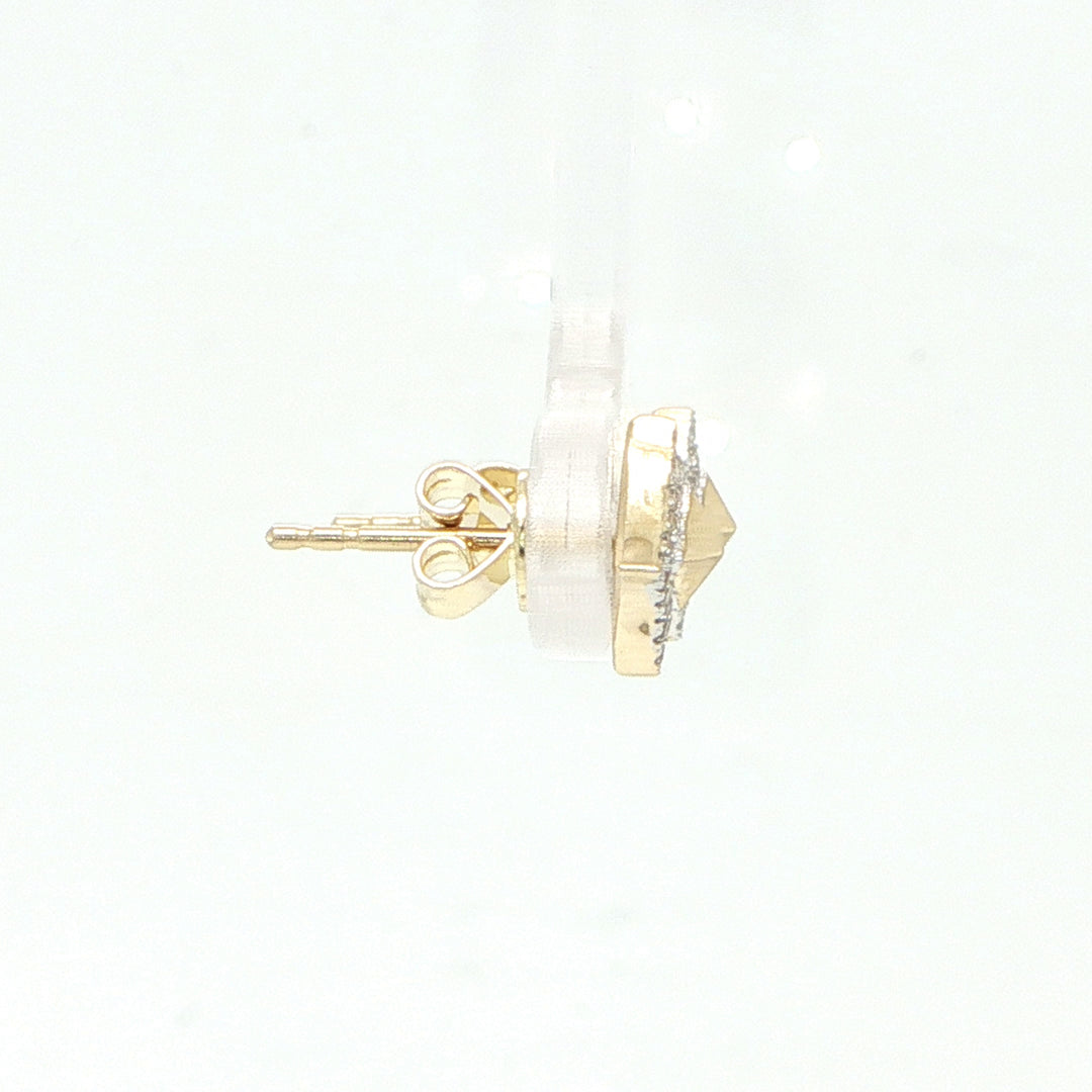 14K Yellow Gold Diamond Stud Earrings