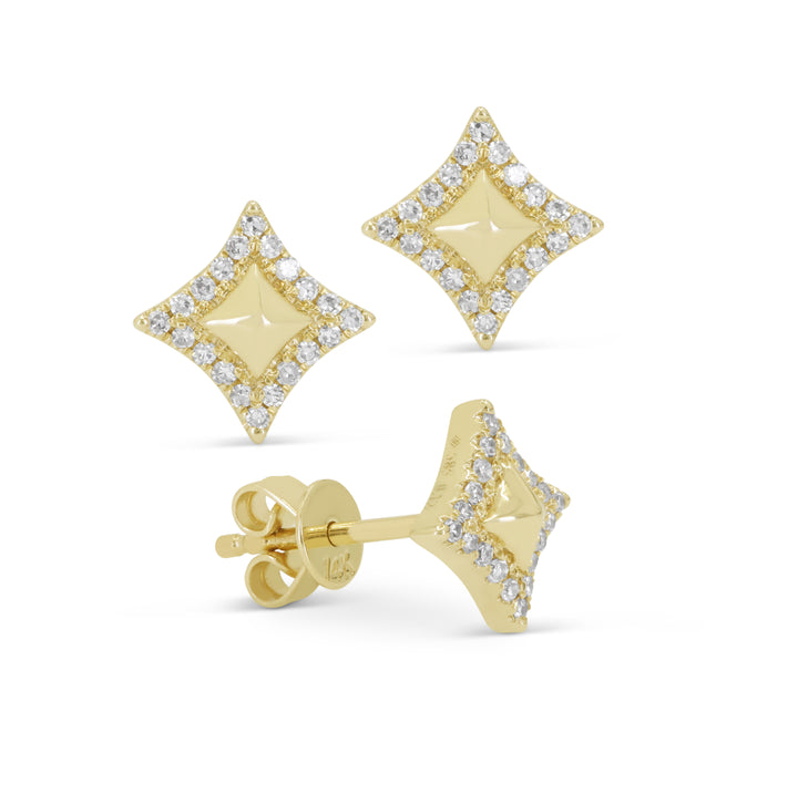 14K Yellow Gold Diamond Stud Earrings