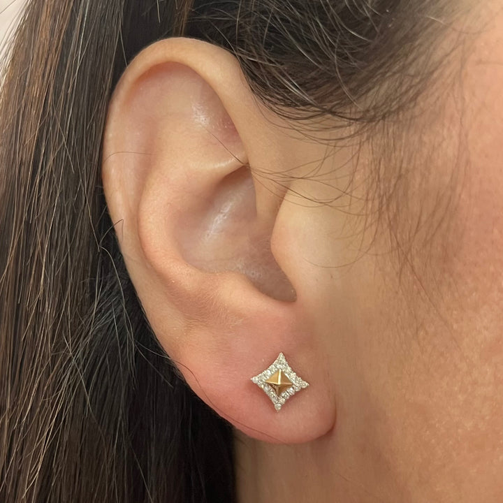 14K Yellow Gold Diamond Stud Earrings
