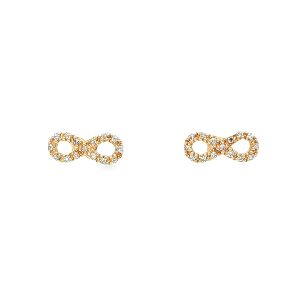 14K Yellow Gold Pavé Diamond Infinity Stud Earrings