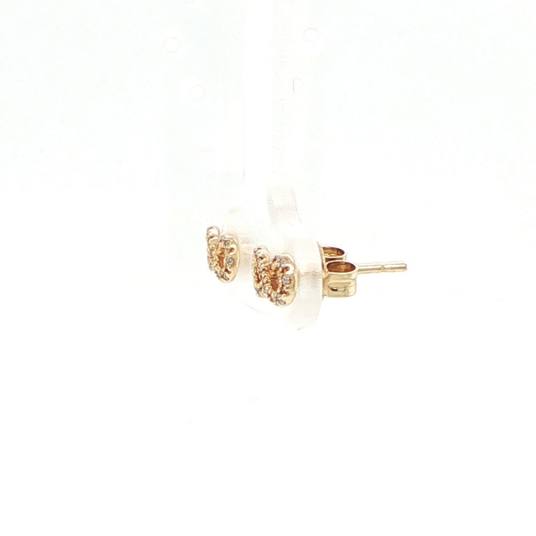14K Yellow Gold Pavé Diamond Infinity Stud Earrings