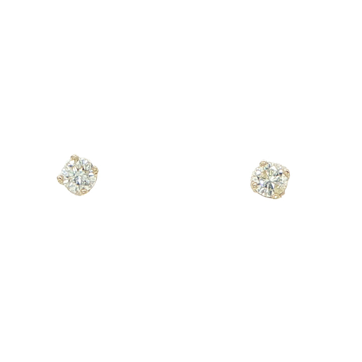 14K Yellow Gold Round Diamond Stud Earring