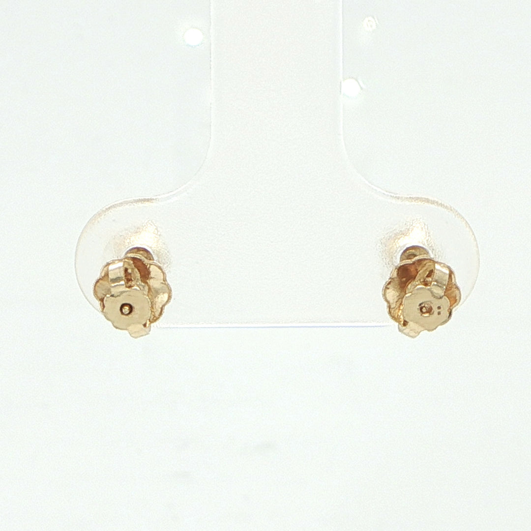 14K Yellow Gold Round Diamond Stud Earring