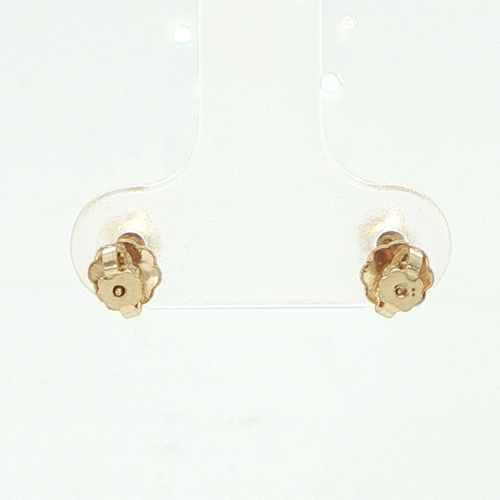 14K Yellow Gold Round Diamond Stud Earring