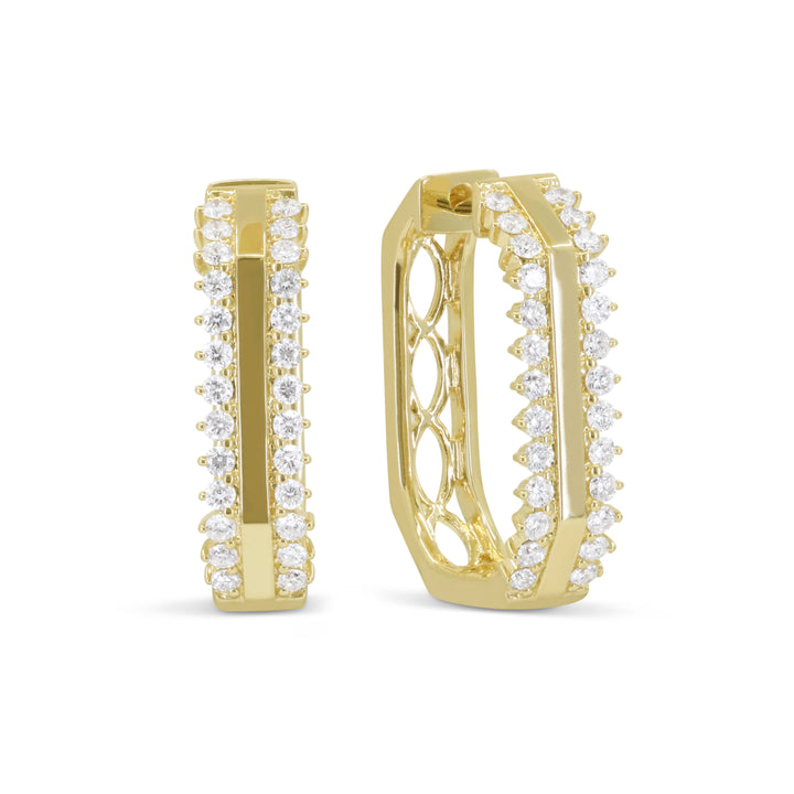 Yellow Gold Diamond Elongated Hoop Earrings