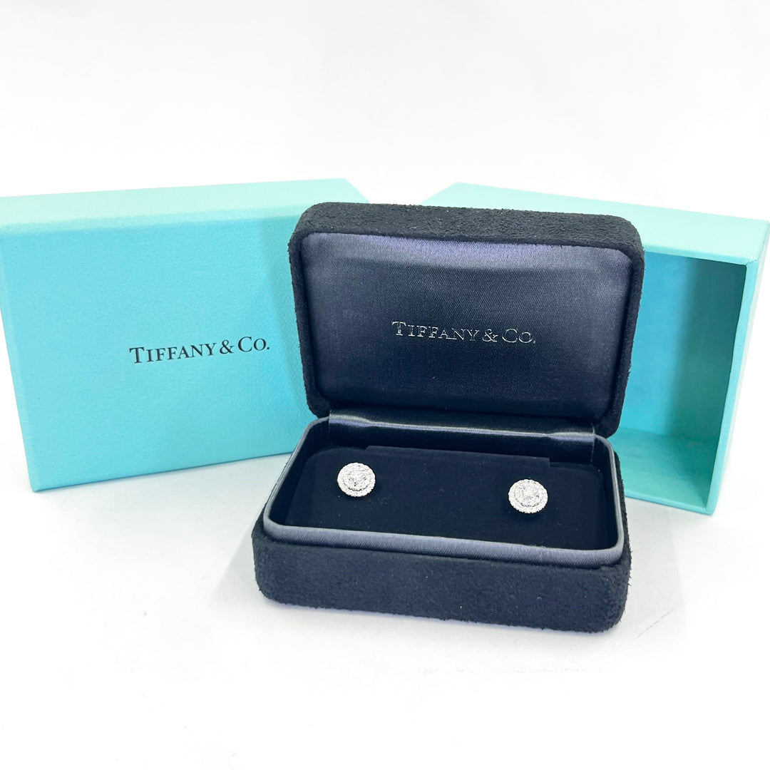 Tiffany & Co. Platinum Double Halo Diamond Stud Earrings