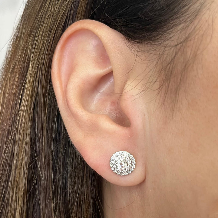 Tiffany & Co. Platinum Double Halo Diamond Stud Earrings