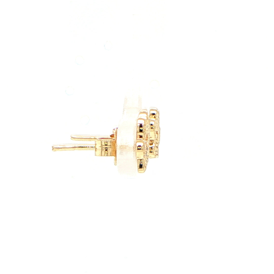 14K Yellow Gold Diamond Dog Paw Stud Earrings