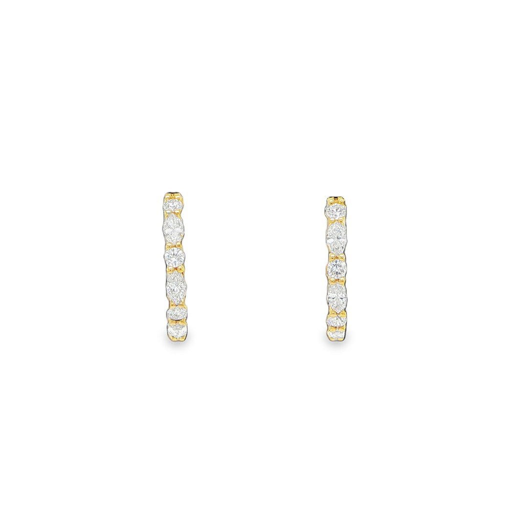 18K Yellow Gold Diamond Huggie Hoop Earrings