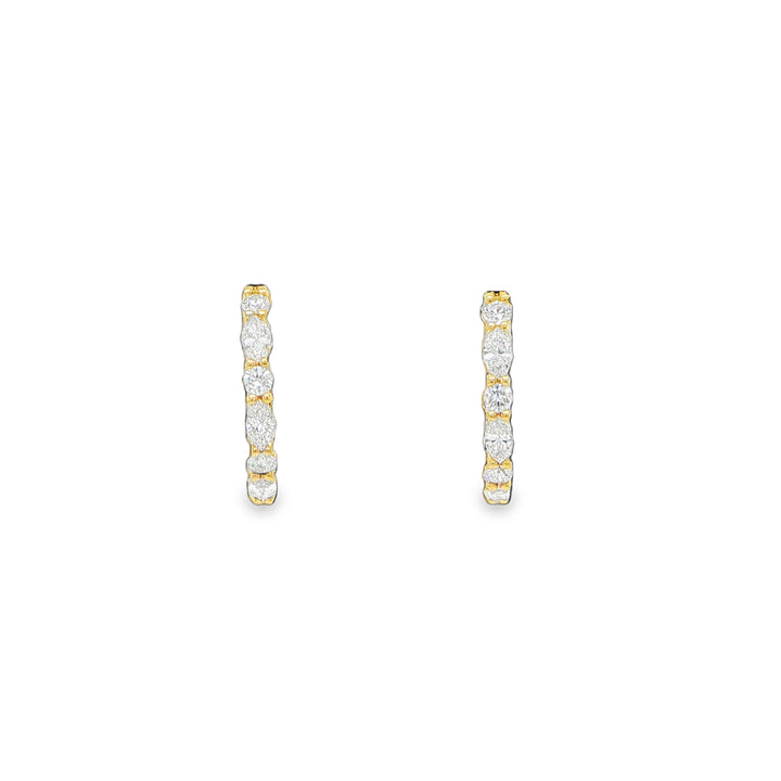 18K Yellow Gold Diamond Huggie Hoop Earrings