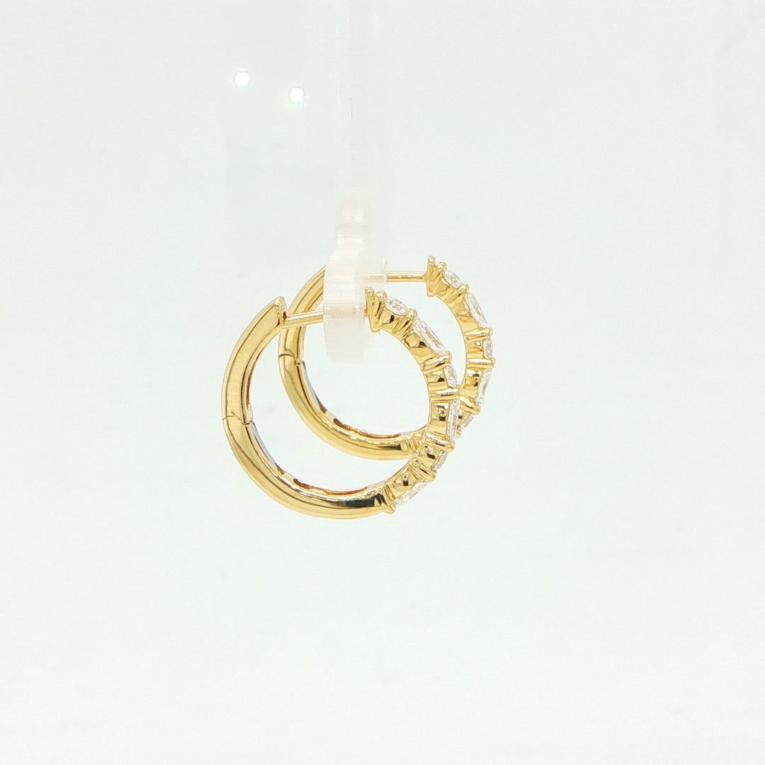 18K Yellow Gold Diamond Huggie Hoop Earrings