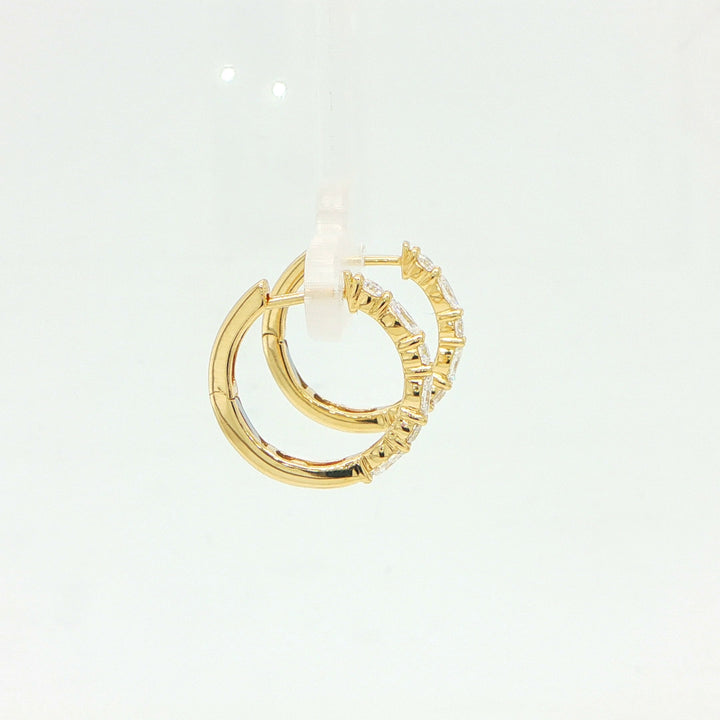 18K Yellow Gold Diamond Huggie Hoop Earrings