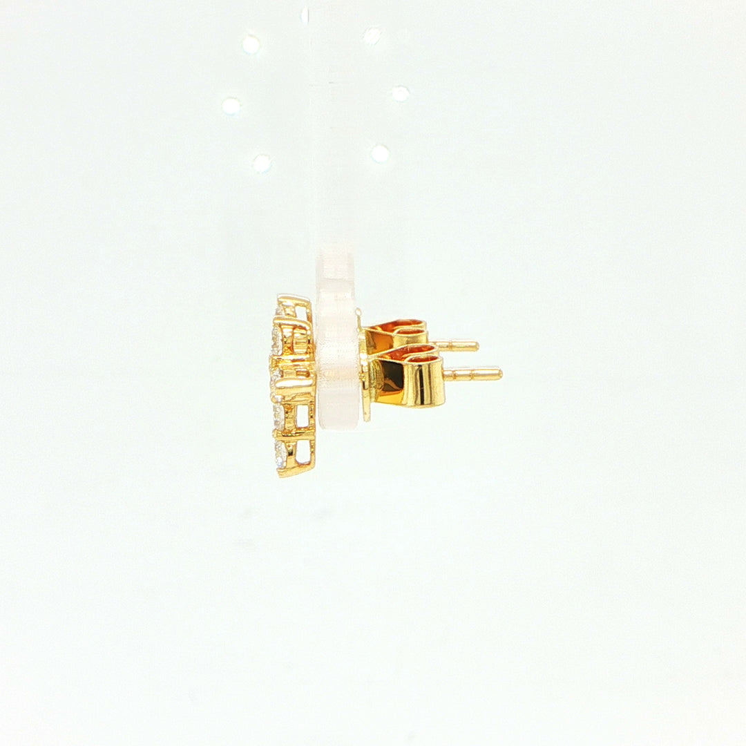 18K Yellow Gold Diamond Cross Earrings