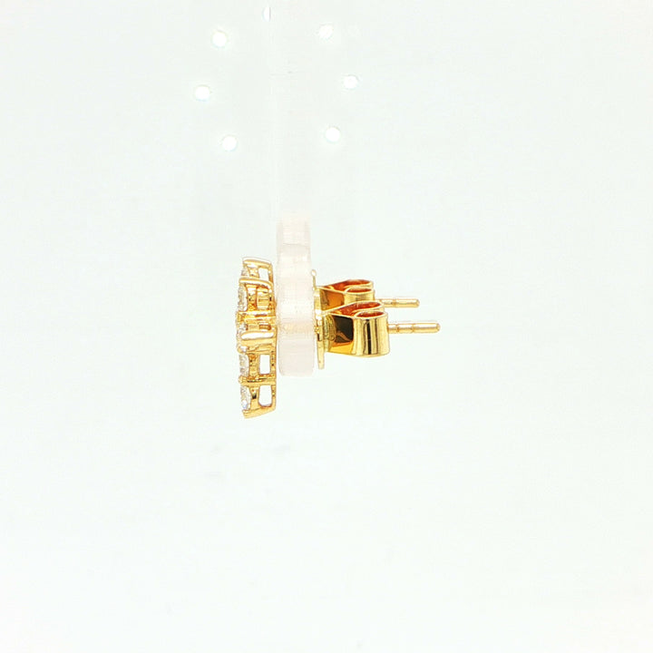 18K Yellow Gold Diamond Cross Earrings