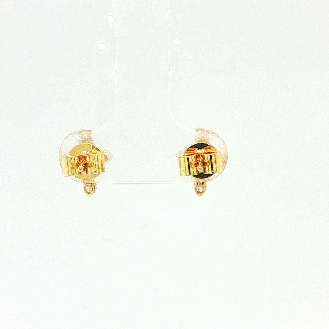 18K Yellow Gold Diamond Cross Earrings