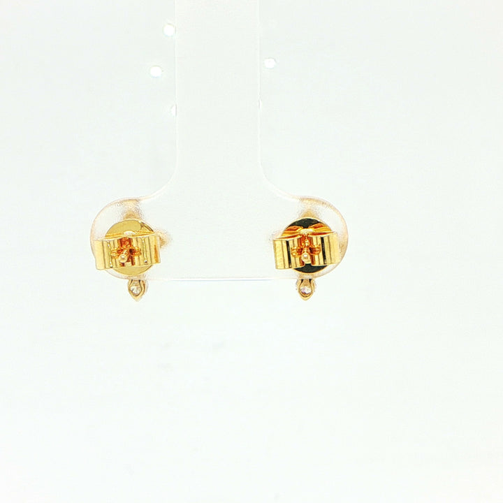 18K Yellow Gold Diamond Cross Earrings