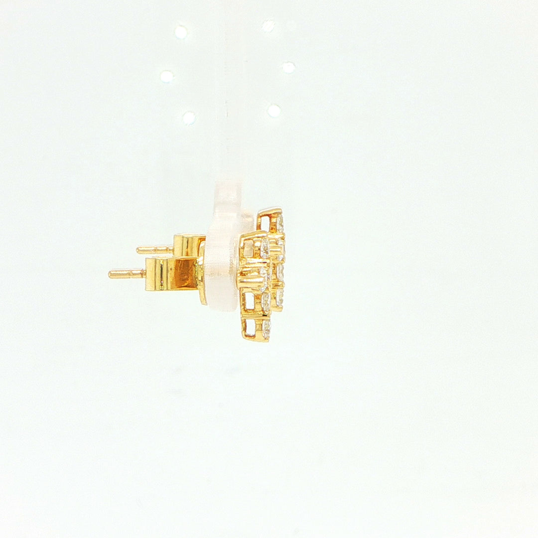 18K Yellow Gold Diamond Cross Earrings